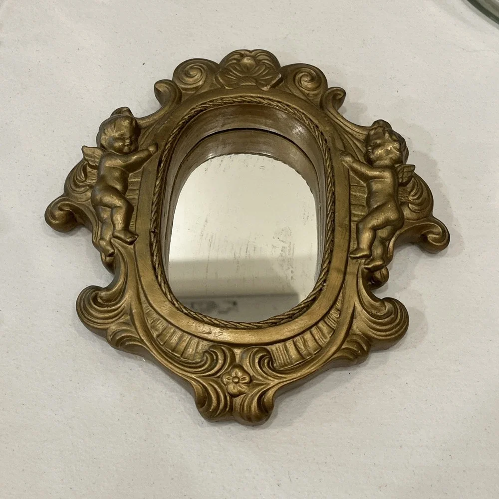 Vintage Rossini Small Gold Crib Wall Mirror, Rococo/baroque Style